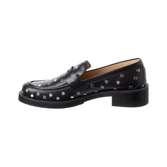 Stuart Weitzman Palmer Bold Stud Leather Loafer, Black - Picture 2 of 5